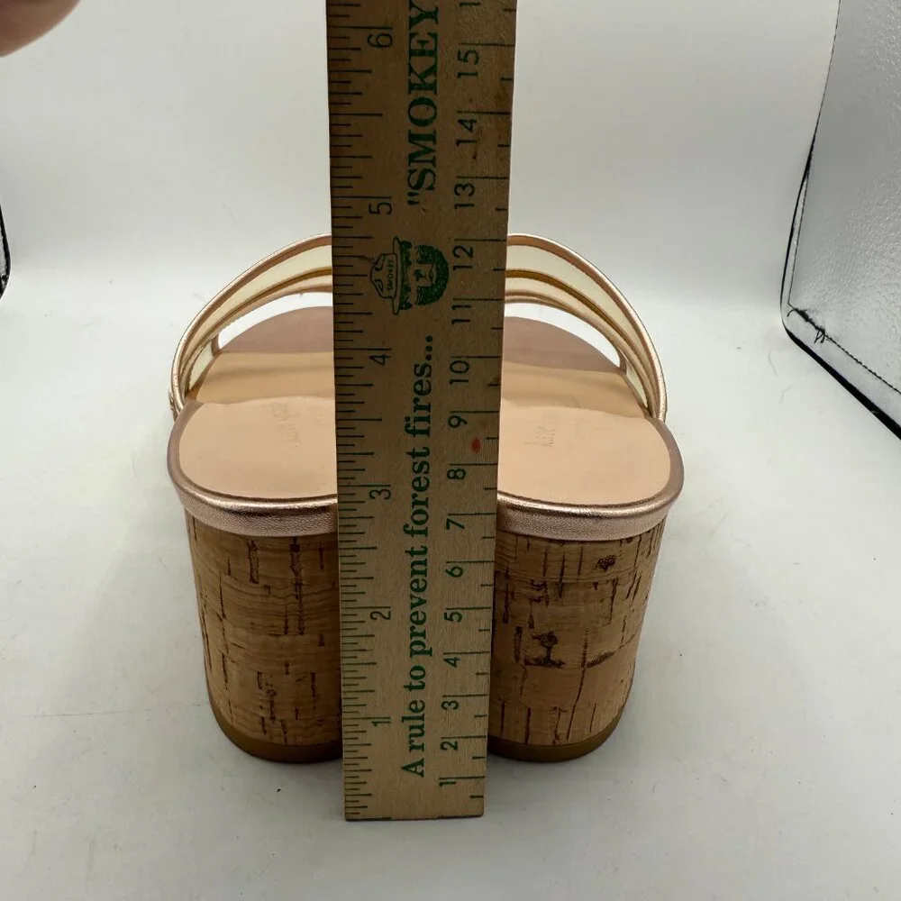 Kate Spade Whitby Slide Sandals | Rose Gold Cork Heels | Size 8.5M - Picture 4 of 11
